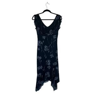 Vintage Y2K IN San Francisco Babydoll Dress Black Silver Floral Fairy Grunge